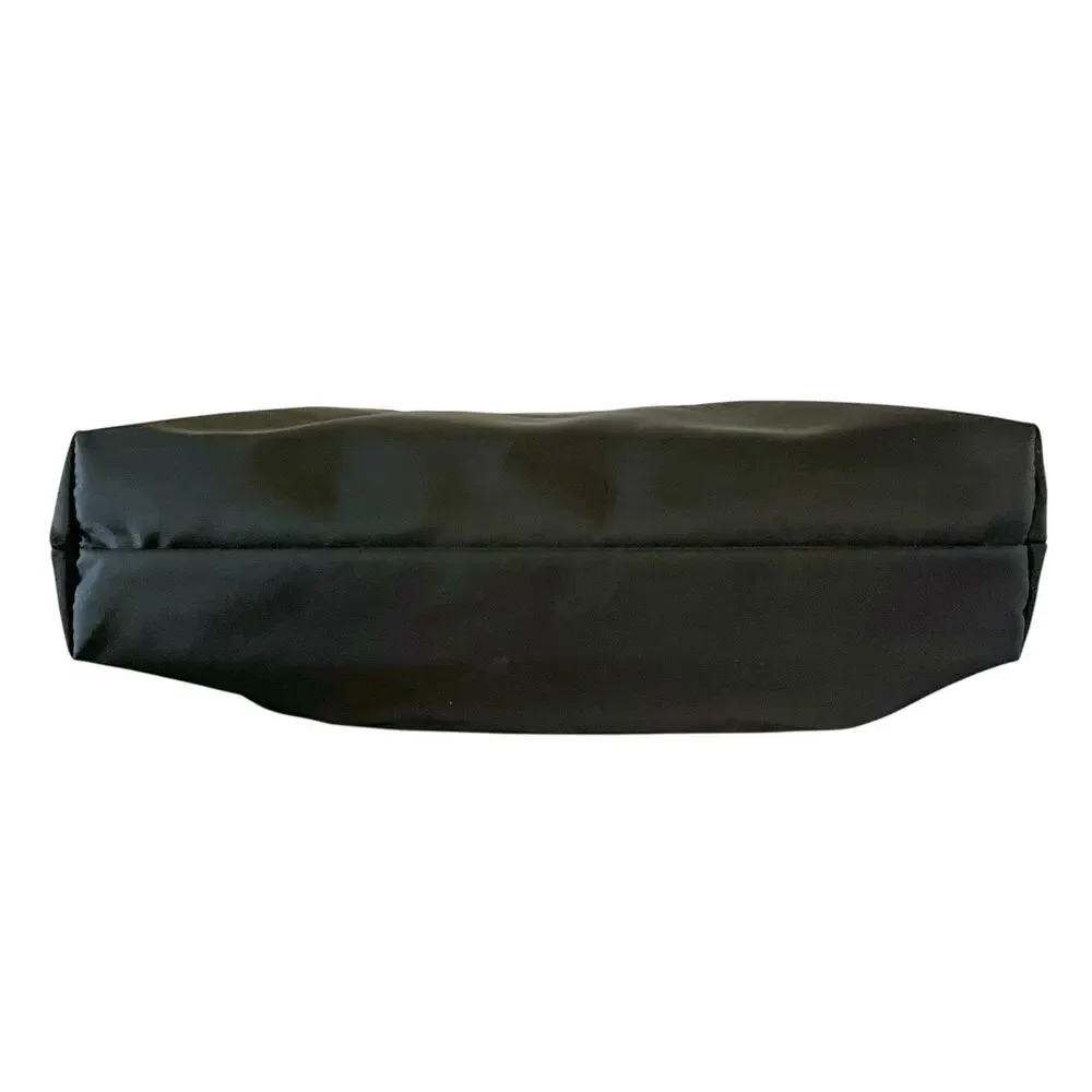 Vintage Desmo Black Nylon Embroidered Logo Clutch Evening Bag Zip Pouch Handbag